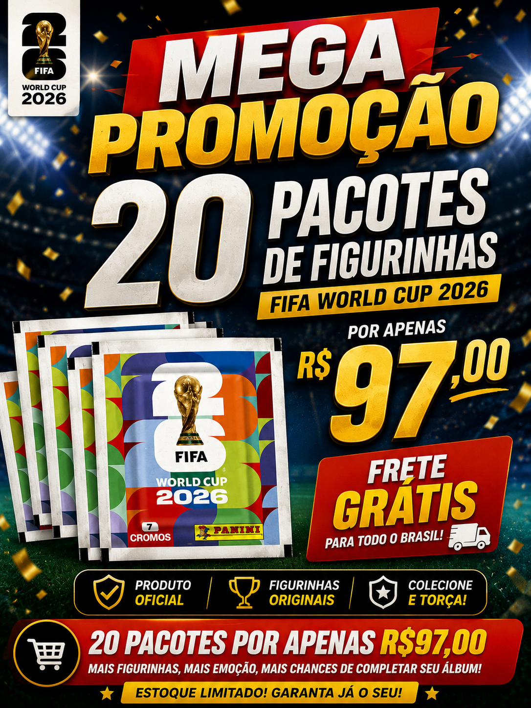 Kit 20 Pacotes Copa 2026